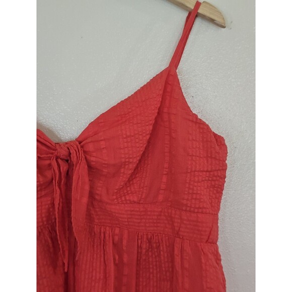 Loft Womens Medium Coral Red Tie Front V Neck Cami Tank Top Blouse Flowy Swing - Picture 2 of 9